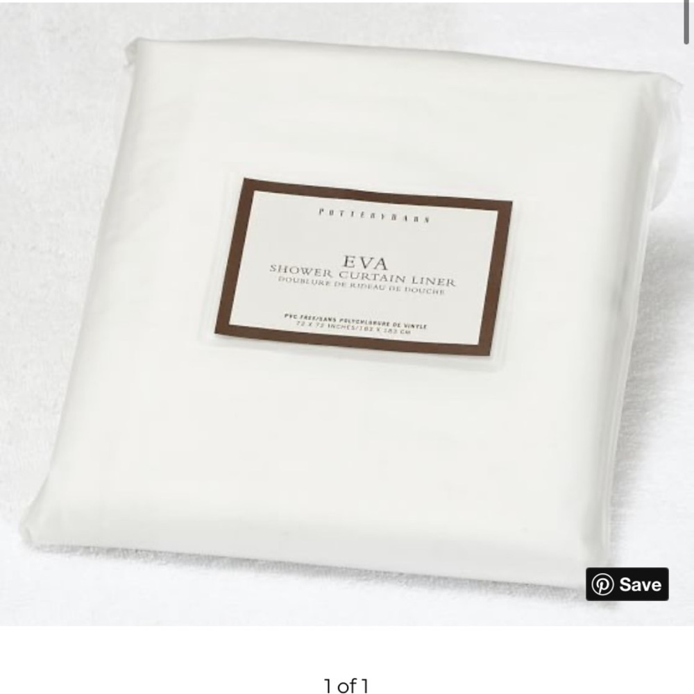 NWT Pottery Barn EVA Vinyl Shower Curtain Liner